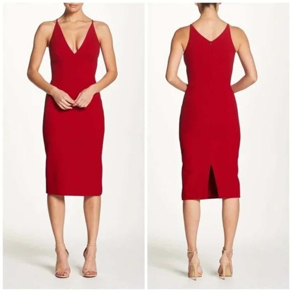 Dress the Population Lyla Midi Sheath Dress Garnet Red Plus XXL NEW